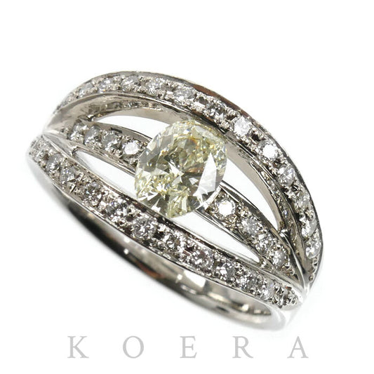Pt900プラチナ リング・指輪 ダイヤモンド0.617ct/0.41ct 13.5号 8.7g レディース【中古】【美品】