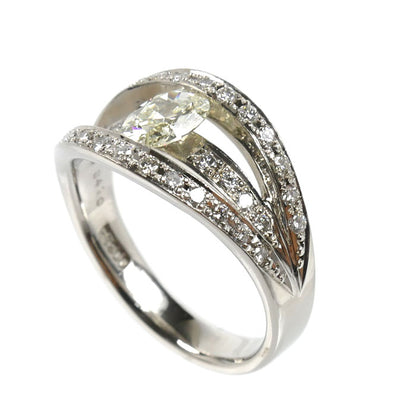 Pt900プラチナ リング・指輪 ダイヤモンド0.617ct/0.41ct 13.5号 8.7g レディース【中古】【美品】