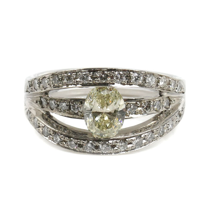 Pt900プラチナ リング・指輪 ダイヤモンド0.617ct/0.41ct 13.5号 8.7g レディース【中古】【美品】