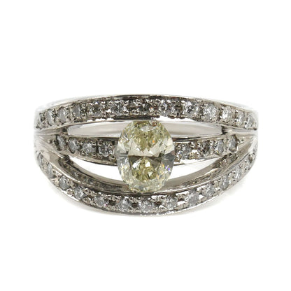 Pt900プラチナ リング・指輪 ダイヤモンド0.617ct/0.41ct 13.5号 8.7g レディース【中古】【美品】