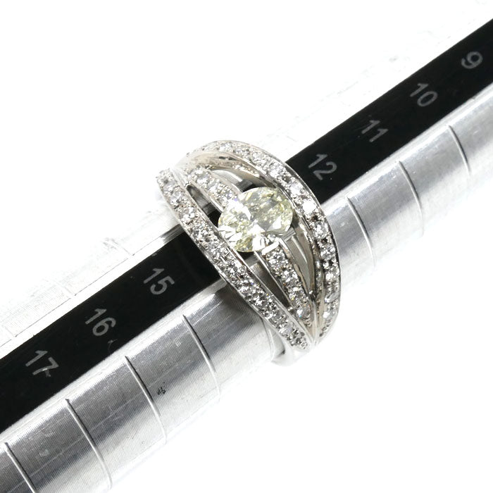 Pt900プラチナ リング・指輪 ダイヤモンド0.617ct/0.41ct 13.5号 8.7g レディース【中古】【美品】