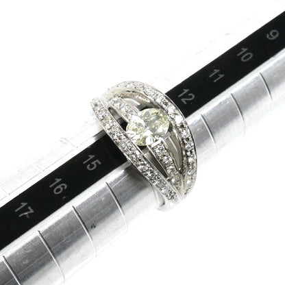 Pt900プラチナ リング・指輪 ダイヤモンド0.617ct/0.41ct 13.5号 8.7g レディース【中古】【美品】