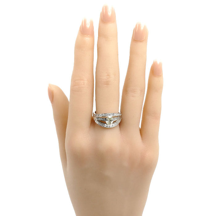 Pt900プラチナ リング・指輪 ダイヤモンド0.617ct/0.41ct 13.5号 8.7g レディース【中古】【美品】