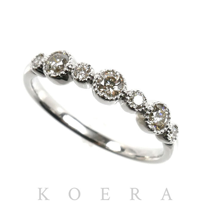 K18WG ホワイトゴールド ミル打ち リング・指輪 ダイヤモンド0.24ct 9号 2.0g レディース【中古】