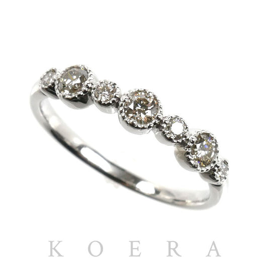 K18WG ホワイトゴールド ミル打ち リング・指輪 ダイヤモンド0.24ct 9号 2.0g レディース【中古】