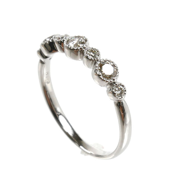 K18WG ホワイトゴールド ミル打ち リング・指輪 ダイヤモンド0.24ct 9号 2.0g レディース【中古】