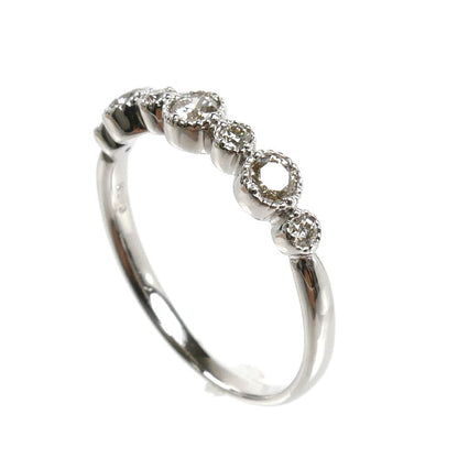 K18WG ホワイトゴールド ミル打ち リング・指輪 ダイヤモンド0.24ct 9号 2.0g レディース【中古】