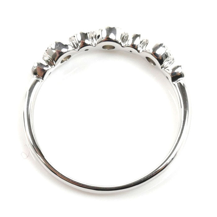K18WG ホワイトゴールド ミル打ち リング・指輪 ダイヤモンド0.24ct 9号 2.0g レディース【中古】