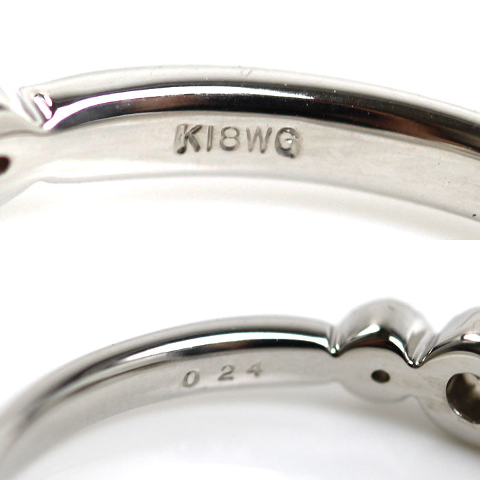 K18WG ホワイトゴールド ミル打ち リング・指輪 ダイヤモンド0.24ct 9号 2.0g レディース【中古】