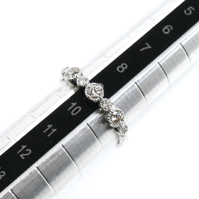 K18WG ホワイトゴールド ミル打ち リング・指輪 ダイヤモンド0.24ct 9号 2.0g レディース【中古】