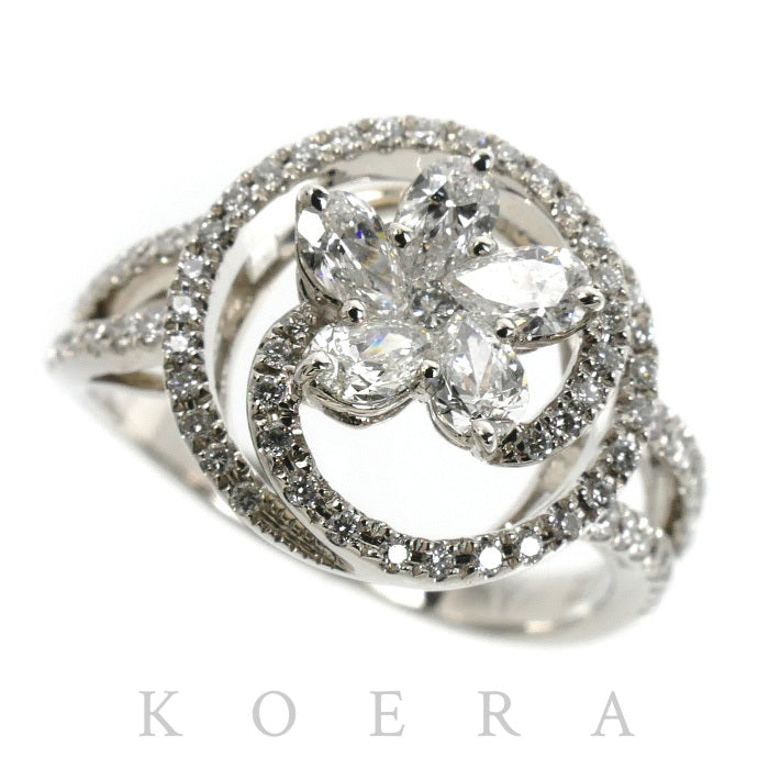 K18WG ホワイトゴールド リング・指輪 ダイヤモンド0.46ct/0.37ct 12号 4.4g レディース【中古】