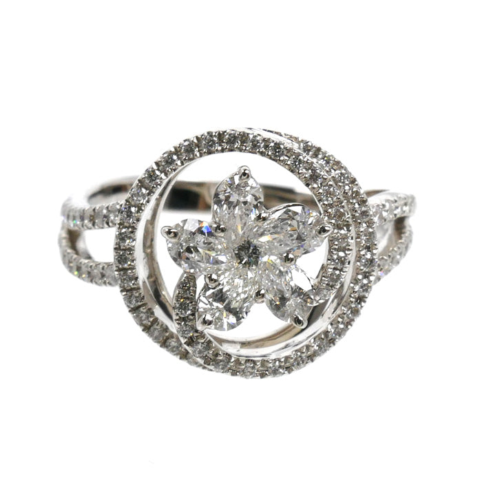 K18WG ホワイトゴールド リング・指輪 ダイヤモンド0.46ct/0.37ct 12号 4.4g レディース【中古】