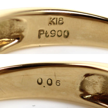 K18YG イエローゴールド Pt900プラチナ リング・指輪 ダイヤモンド0.06ct 16.5号 4.5g メンズ【中古】