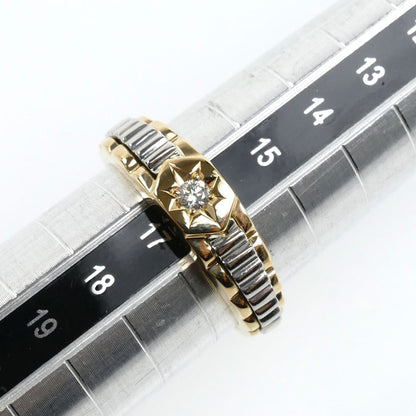 K18YG イエローゴールド Pt900プラチナ リング・指輪 ダイヤモンド0.06ct 16.5号 4.5g メンズ【中古】