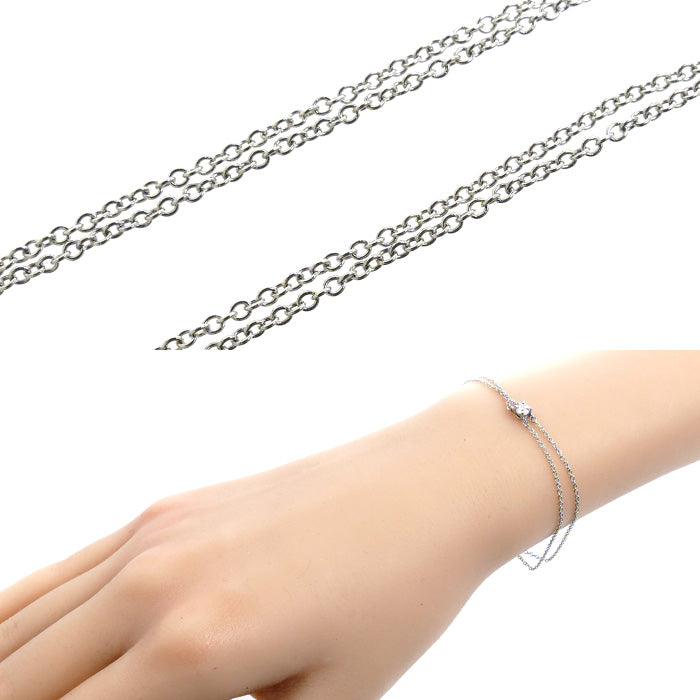 TIFFANY&Co. ティファニー Pt950プラチナ ソリティア ブレスレット ダイヤモンド 2.0g 16cm レディース【中古】【美品】