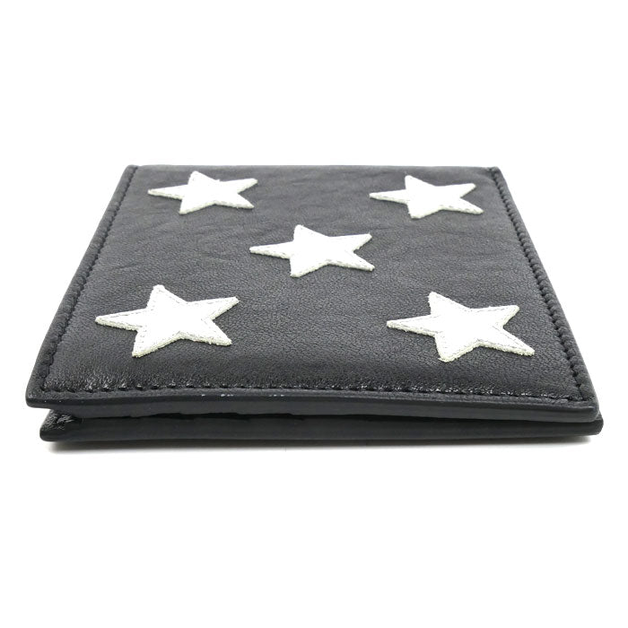 SAINT LAURENT サンローラン 星モチーフ 二つ折り財布 ブラック 361320 D40B6 1054 メンズ【中古】【美品】