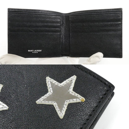 SAINT LAURENT サンローラン 星モチーフ 二つ折り財布 ブラック 361320 D40B6 1054 メンズ【中古】【美品】