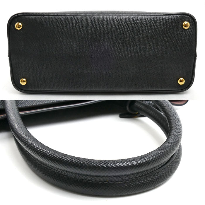 PRADA プラダ サフィアーノ キュイール 2Wayショルダーバッグ ブラック 1BG775 レディース【中古】