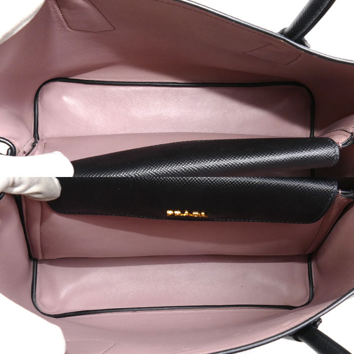 PRADA プラダ サフィアーノ キュイール 2Wayショルダーバッグ ブラック 1BG775 レディース【中古】