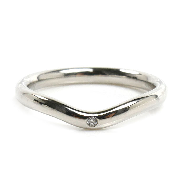 TIFFANY&Co. ティファニー Pt950プラチナ カーブドバンド 1Pダイヤ リング・指輪 60016818 ダイヤモンド 9号 3.7g レディース【中古】【美品】