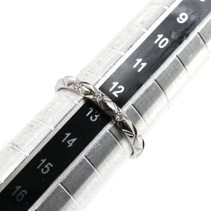 CHANEL シャネル Pt950プラチナ マトラッセ 3Pダイヤ リング・指輪 ダイヤモンド 12.5号 53 2.9g レディース【中古】【美品】