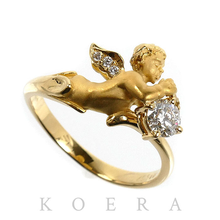 Carrera y Carrera カレライカレラ K18YG イエローゴールド 天使 エンジェル リング・指輪 ダイヤモンド0.301ct 14号 4.5g レディース【中古】【美品】