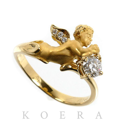 Carrera y Carrera カレライカレラ K18YG イエローゴールド 天使 エンジェル リング・指輪 ダイヤモンド0.301ct 14号 4.5g レディース【中古】【美品】