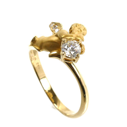 Carrera y Carrera カレライカレラ K18YG イエローゴールド 天使 エンジェル リング・指輪 ダイヤモンド0.301ct 14号 4.5g レディース【中古】【美品】