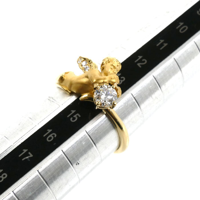 Carrera y Carrera カレライカレラ K18YG イエローゴールド 天使 エンジェル リング・指輪 ダイヤモンド0.301ct 14号 4.5g レディース【中古】【美品】