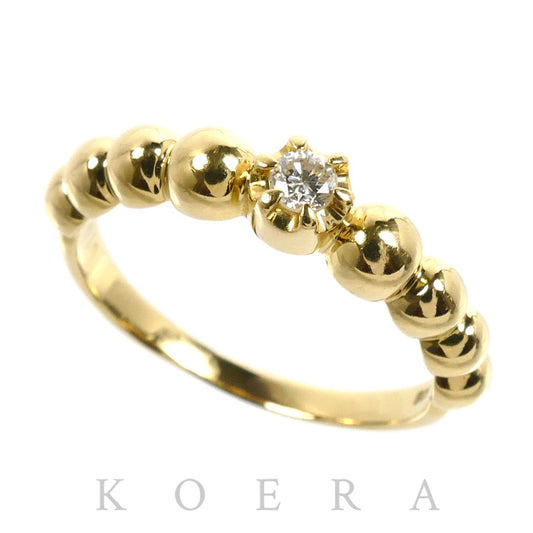 K18YG イエローゴールド リング・指輪 ダイヤモンド0.10ct 15号 2.6g 一粒ダイヤ レディース【中古】