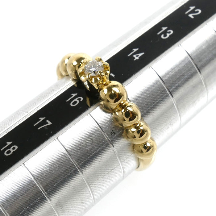 K18YG イエローゴールド リング・指輪 ダイヤモンド0.10ct 15号 2.6g 一粒ダイヤ レディース【中古】