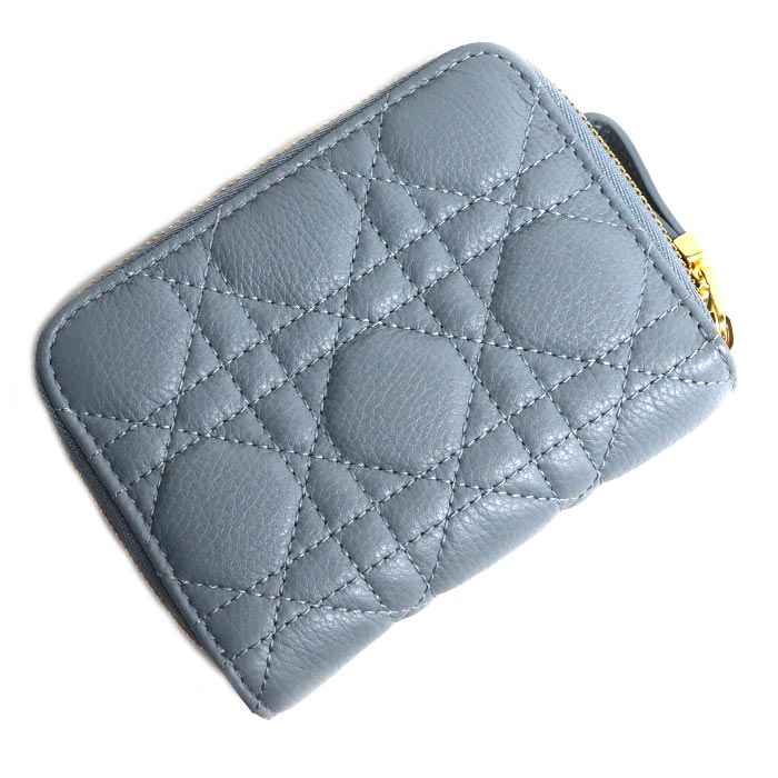Dior ディオール コンパクト カロ スカーレット ウォレット 二つ折り財布 ブルーグレー系 S5032UWHC_M81B レディース【中古】