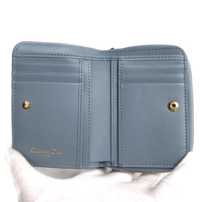 Dior ディオール コンパクト カロ スカーレット ウォレット 二つ折り財布 ブルーグレー系 S5032UWHC_M81B レディース【中古】