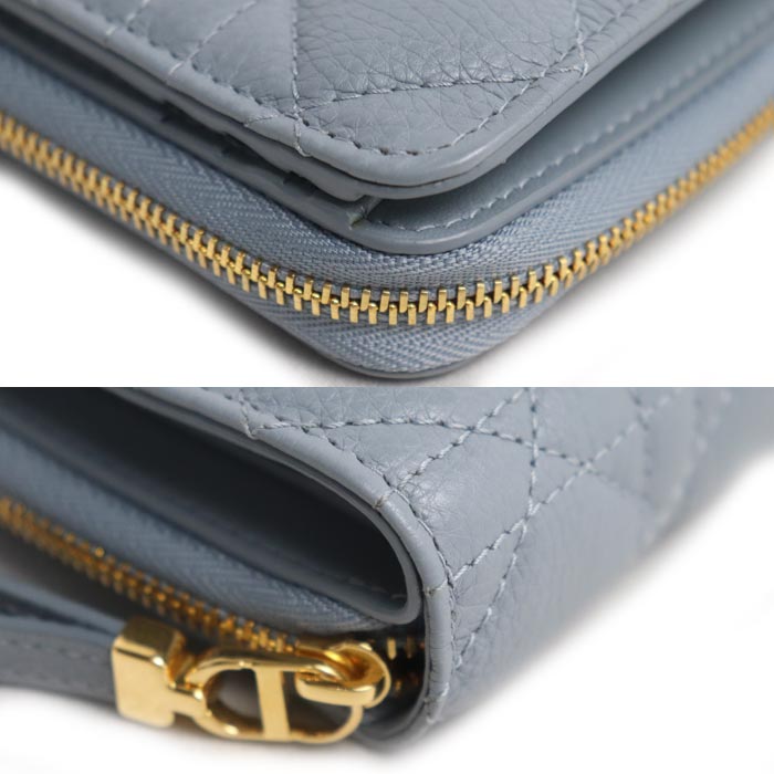 Dior ディオール コンパクト カロ スカーレット ウォレット 二つ折り財布 ブルーグレー系 S5032UWHC_M81B レディース【中古】