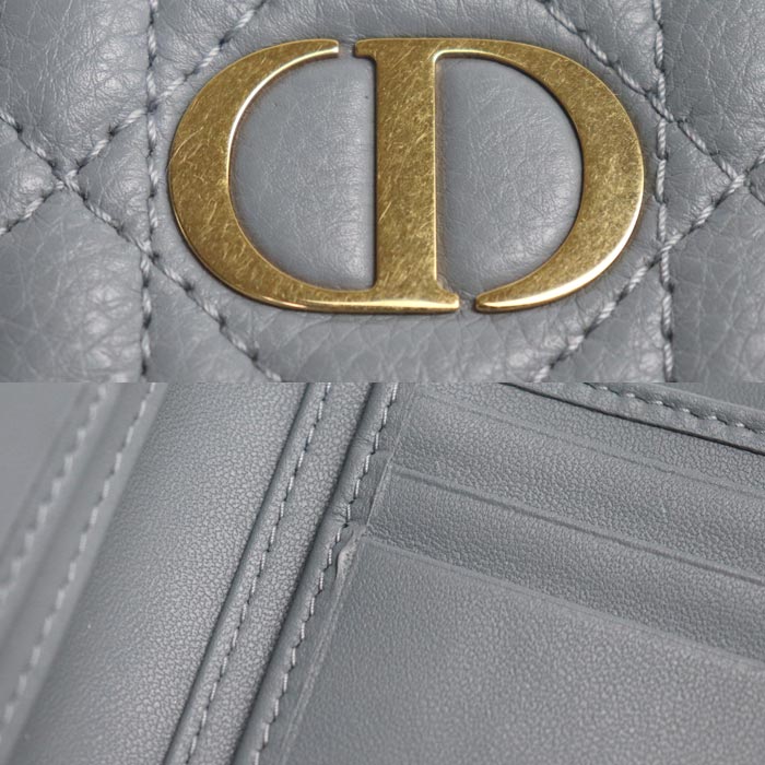 Dior ディオール コンパクト カロ スカーレット ウォレット 二つ折り財布 ブルーグレー系 S5032UWHC_M81B レディース【中古】