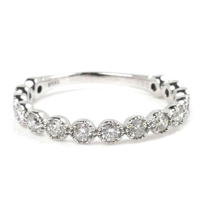 K18WG ホワイトゴールド リング・指輪 ダイヤモンド0.56ct 13号 2.0g ミル打ち レディース【中古】