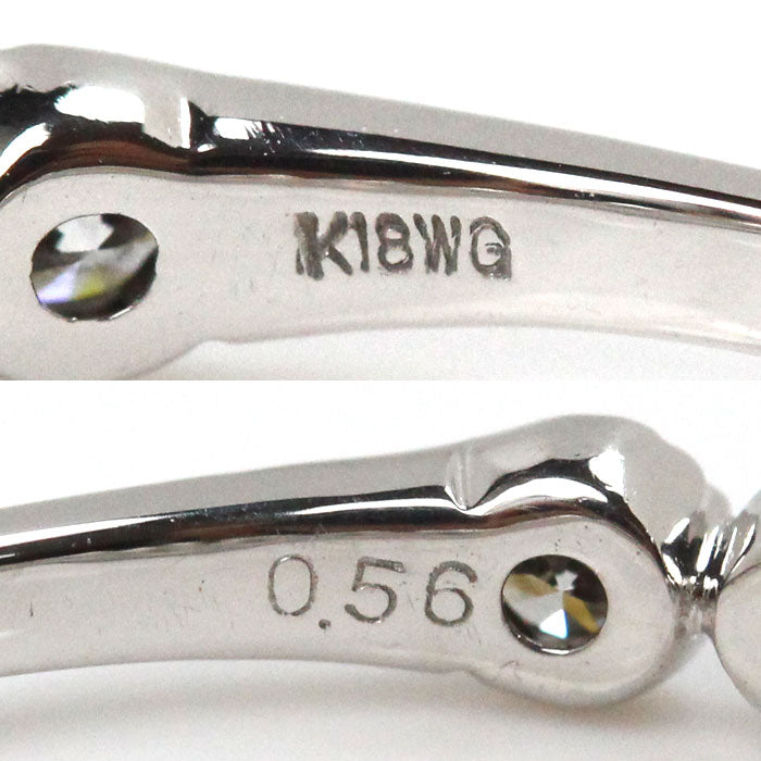 K18WG ホワイトゴールド リング・指輪 ダイヤモンド0.56ct 13号 2.0g ミル打ち レディース【中古】