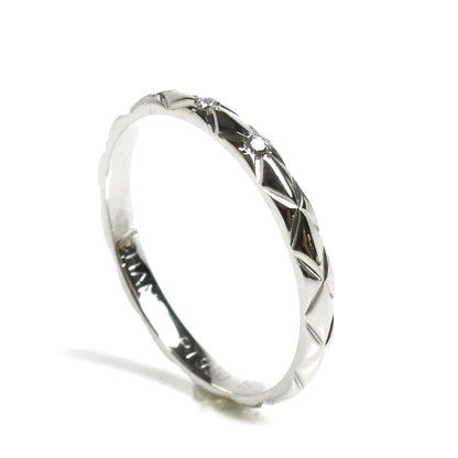 CHANEL シャネル Pt950プラチナ マトラッセ 3Pダイヤ リング・指輪 ダイヤモンド 17.5号 58 3.1g レディース【中古】