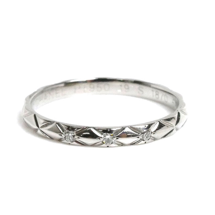 CHANEL シャネル Pt950プラチナ マトラッセ 3Pダイヤ リング・指輪 ダイヤモンド 17.5号 58 3.1g レディース【中古】