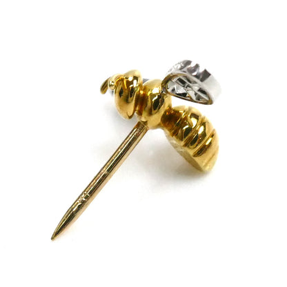 Gimel ギメル K18YG イエローゴールド Pt950プラチナ 蜂 ブローチ ダイヤモンド0.186ct 1.8g ミツバチ ピンブローチ レディース【中古】【美品】