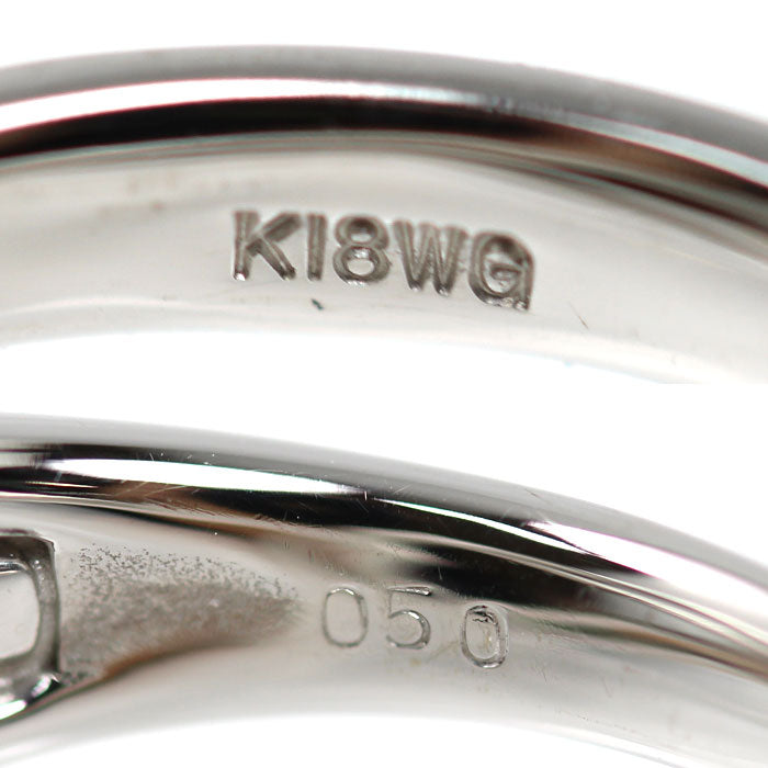 K18WG ホワイトゴールド ハート ダイヤ リング・指輪 ダイヤモンド0.50ct 11号 5.8g レディース【中古】【美品】