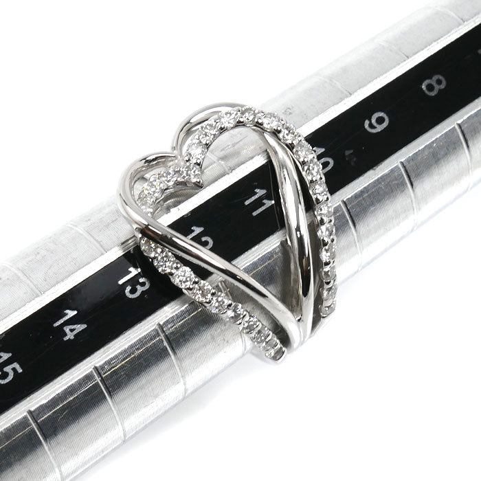 K18WG ホワイトゴールド ハート ダイヤ リング・指輪 ダイヤモンド0.50ct 11号 5.8g レディース【中古】【美品】