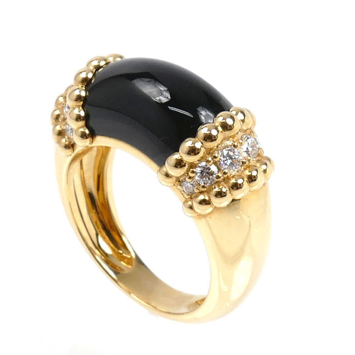 Van Cleef & Arpels ヴァンクリーフ＆アーペル K18YG イエローゴールド ペルレ クルール リング・指輪 VCARP7SH50 ダイヤモンド オニキス 10号 50 10.7g レディース【中古】【美品】