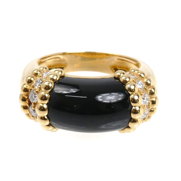 Van Cleef & Arpels ヴァンクリーフ＆アーペル K18YG イエローゴールド ペルレ クルール リング・指輪 VCARP7SH50 ダイヤモンド オニキス 10号 50 10.7g レディース【中古】【美品】