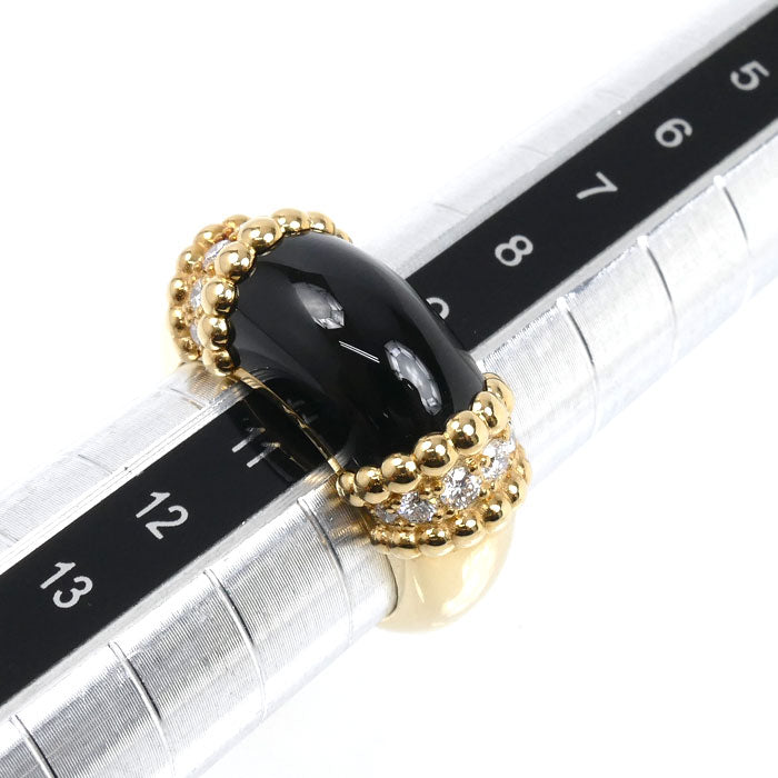 Van Cleef & Arpels ヴァンクリーフ＆アーペル K18YG イエローゴールド ペルレ クルール リング・指輪 VCARP7SH50 ダイヤモンド オニキス 10号 50 10.7g レディース【中古】【美品】