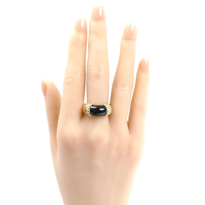 Van Cleef & Arpels ヴァンクリーフ＆アーペル K18YG イエローゴールド ペルレ クルール リング・指輪 VCARP7SH50 ダイヤモンド オニキス 10号 50 10.7g レディース【中古】【美品】