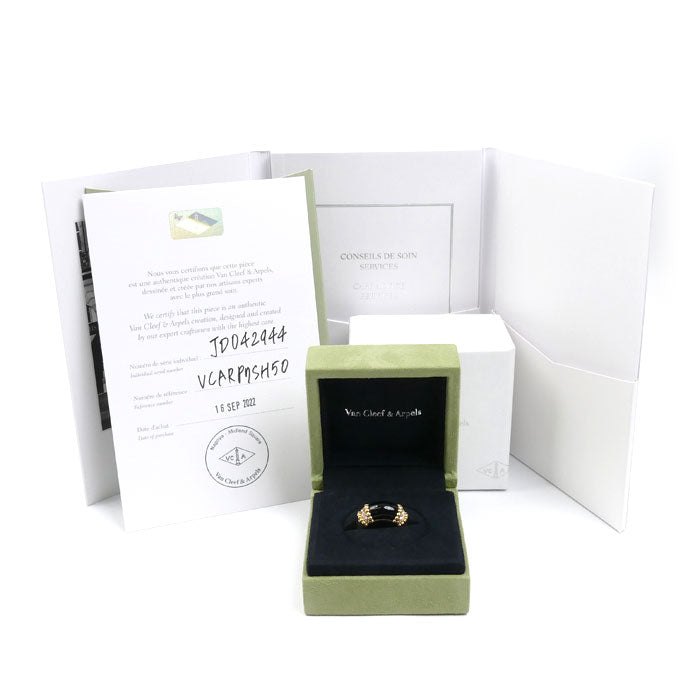 Van Cleef & Arpels ヴァンクリーフ＆アーペル K18YG イエローゴールド ペルレ クルール リング・指輪 VCARP7SH50 ダイヤモンド オニキス 10号 50 10.7g レディース【中古】【美品】