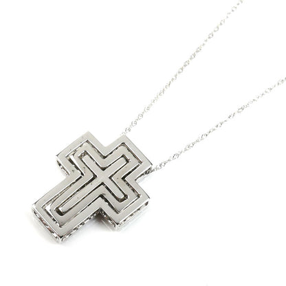 K18WG ホワイトゴールド クロス ダイヤ ネックレス ダイヤモンド0.46ct/0.38ct/0.16ct 4.7g 42cm レディース【中古】