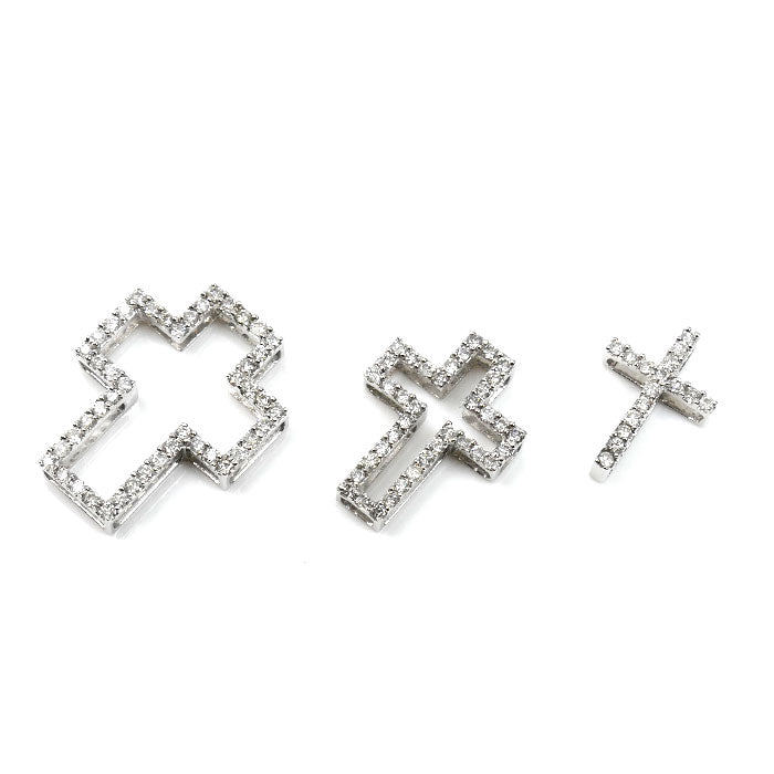 K18WG ホワイトゴールド クロス ダイヤ ネックレス ダイヤモンド0.46ct/0.38ct/0.16ct 4.7g 42cm レディース【中古】