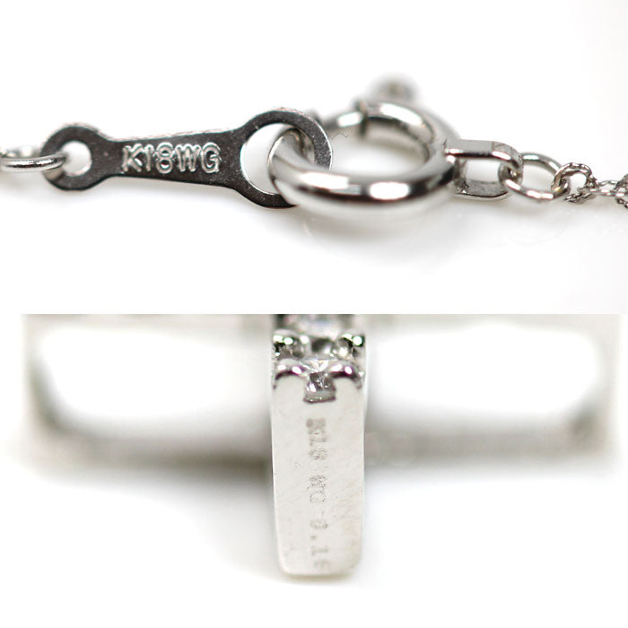 K18WG ホワイトゴールド クロス ダイヤ ネックレス ダイヤモンド0.46ct/0.38ct/0.16ct 4.7g 42cm レディース【中古】
